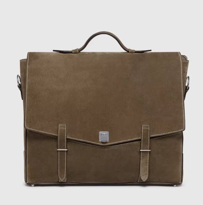 Hard Genuine Leather Executive Shoulder Bag